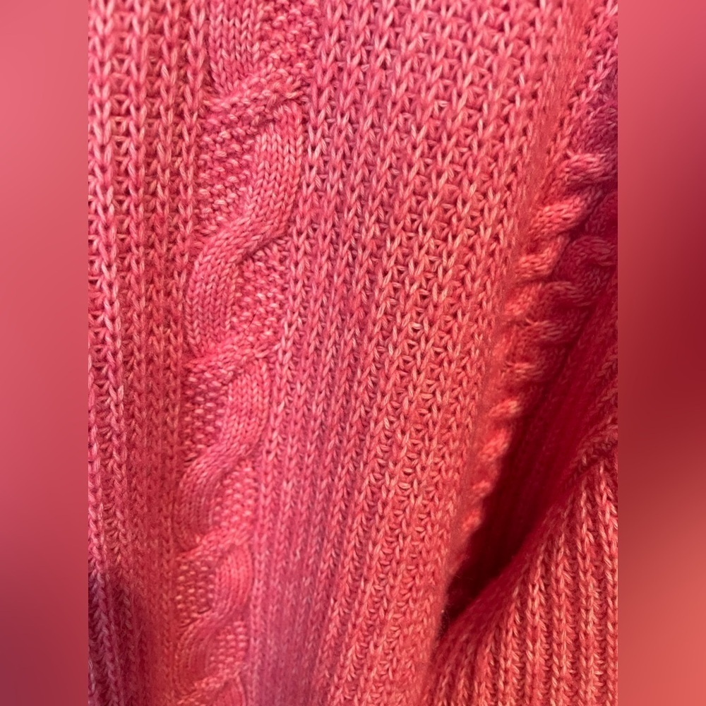 CAbi Women's Vibrant Pink Cable Knit Sweater L - Picture 3 of 5